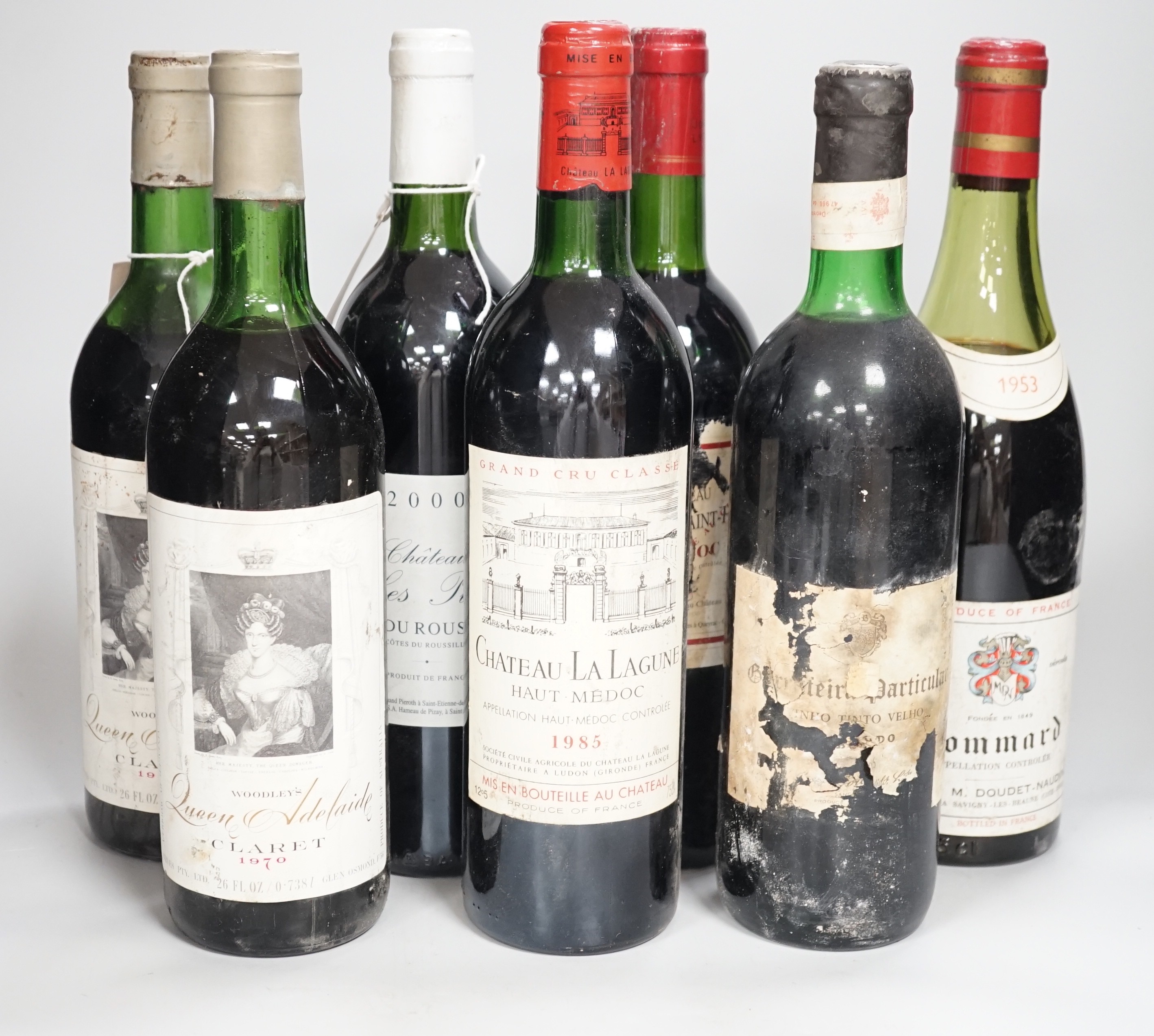 Seven various bottles of claret and others